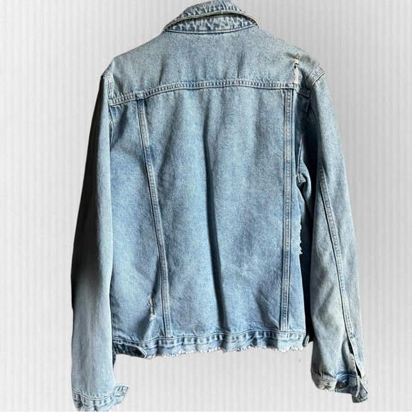 Men’s distressed TOPMAN jean jacket size large - Picture 2 of 7